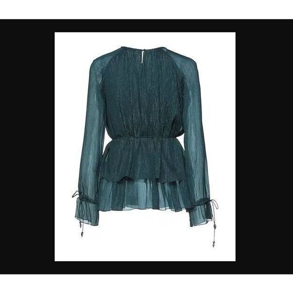 Kenzo 2TO172 5HA 73 Women's Sz 40 Deep Jade Sheer Layered Ruffle Blouse $325+ - Picture 13 of 13